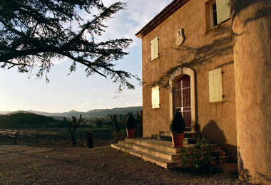 Chateau exterior at evening